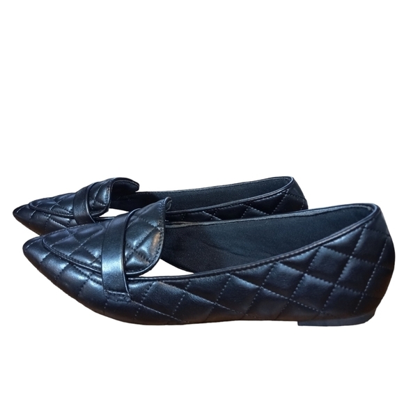 BAMBOO Justify 80 quilted pointed toe slip on loafer black size 7 1/2 - Picture 3 of 8